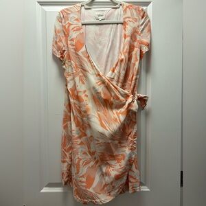 Sezane Pink, Orange and White Wrap Dress